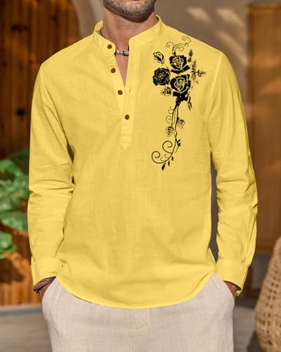 Image of Zombom Men's Cotton Polyester Blend Mandarin Collar Self One Design Printed Full Sleeve Casual Short Kurta