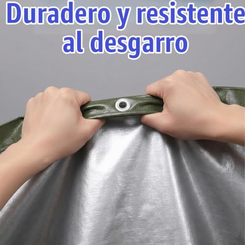 Lona de camping y jardín impermeable 4x4m verde militar multiusos 3