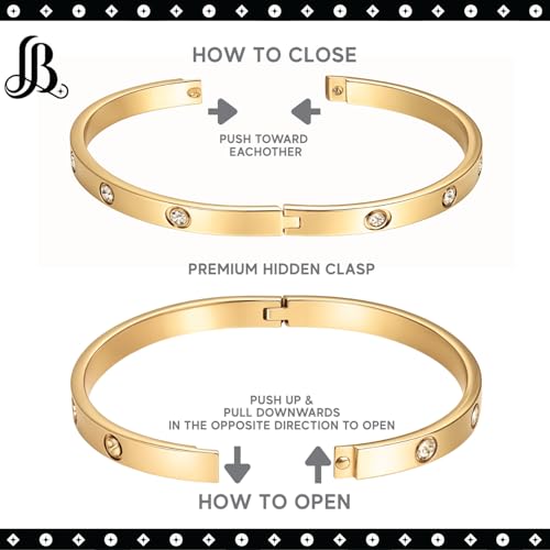 Gold Bracelets for Women | Friendship Love Bangle Bracelets Cubic Zirconia 18K Gold Plated Stainless Steel | Jewelry Gifts4