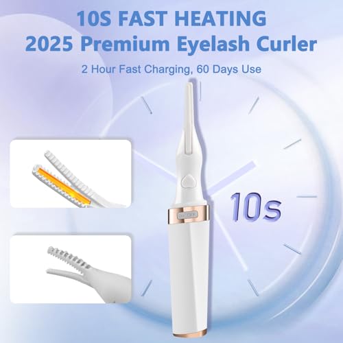 Recourbe-cils chauffant clip outil de maquillage blanc rechargeable 3 modes