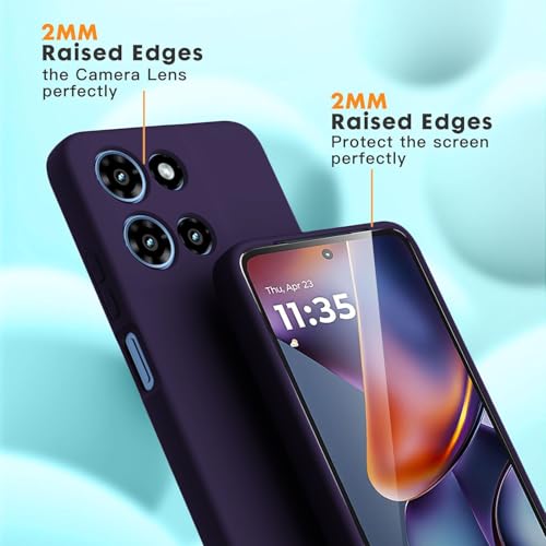 Image of DIZORO Microfiber Candy Case for Motorola Edge 60 Pro 5G Smooth Touch Cushion Liquid Soft Silicone Gel Rubber Phone Cases Non-Slip Full Body Protective Shockproof Back Cover - Deep, Black