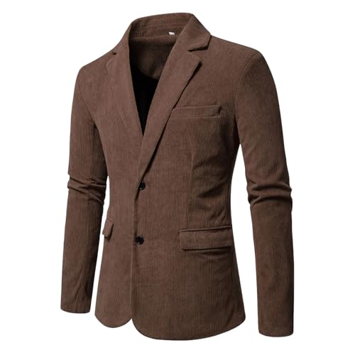 Men's Leisure Fashion Solid Double Button Corduroy Jacket Single Breasted Blazers