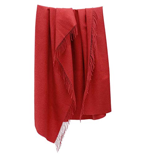 100% Baby Alpaca Wool Blanket Throw Solid Color Design For Bed Couch Sofa Soft Warm Peruvian Alpaca Wool Blankets 72" X 52" (Red) #TOP2