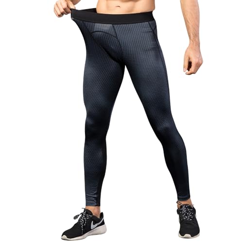 Wayonge Men's Compression Pants Athletic Leggings Underwear Cool Dry Active Yoga Tights for Running Workout Basketball (XX-Large,YE-4010-Black net)