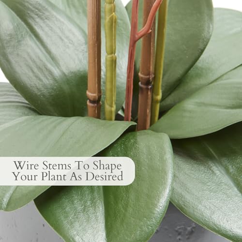 Image of CG Hunter Faux White Orchid Plant, Premium Artificial Indoor Flower Display Stands 25-Inches with Beautiful Sculptural Blooms and Foliage That Lasts Forever, Grey Planter Pot Included
