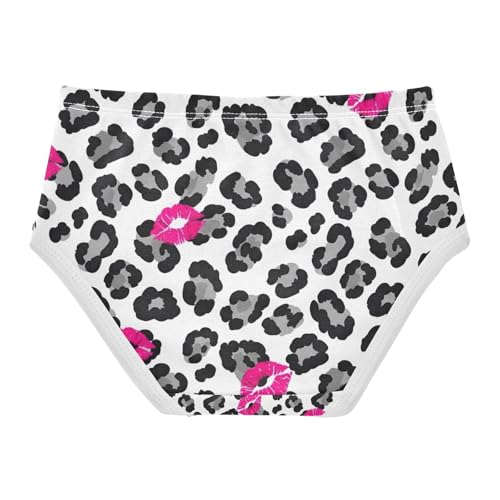 Bold Black Gray Leopard Spots White Toddler Girls Underwear, Cotton Girls Underwear, 2T–8 Years2
