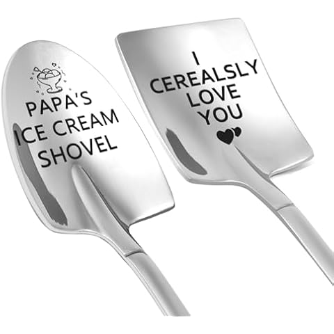 Gifts for PAPA from Daughter Son - PAPA's Ice Cream Shovel Set Christmas Stocking Stuffers for Men Dad Ice Cream Lovers, Funny Birthday Fathers Gifts Cover