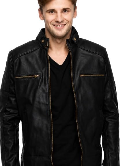 Image of Leather jacket for men standard length