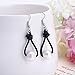 Aobei Pearl White Pearl Dangle Earrings on Genuine Leather Cord Hook Drop Bohemian Jewelry for Women Black