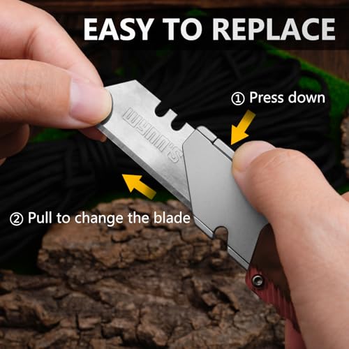 Image of Aluminum Alloy Utility Knife, Retractable Box Cutter Pocket Knife Replaceable Blade EDC Razor Knife with 10pcs Blades (ORANGE)