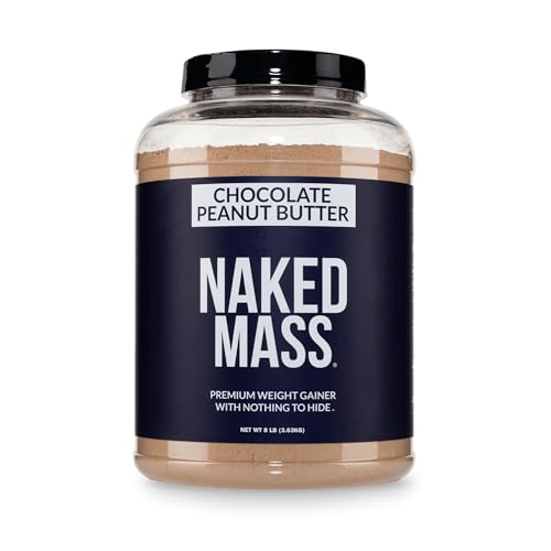 NAKED Chocolate Peanut Butter Mass - 1 280 Calories 50G Protein Nothing Artificial. All Natural Weight Gainer Protein Powder - 8Lb Bulk GMO Free Gluten Free & Soy Free