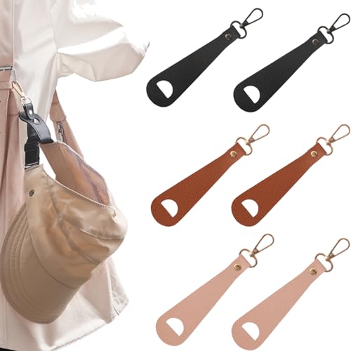 Generic Unisex-Adult Hat Clip for Travel, Black, 6 Pcs, Leather/Alloy, Modern Leather, Adjustable, Not Water Resistant, Casual, Travel Accessory, Cowboy Hat Style