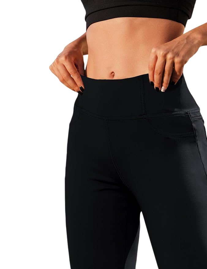 Jegging per le donne, leggings a vita alta per il controllo della pancia, jeans elasticizzati taglie forti con tasche 7/8 Activewear Capri pantaloni da yoga