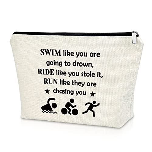 Sazuwu Triathlon Makeup Bag Inspirational Gift for Triathlete Sport Lover