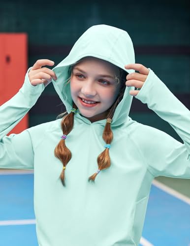 zaclotre kids upf 50 sun shirt girls quick dry sun protection clothing athletic hoodie with thumbholes