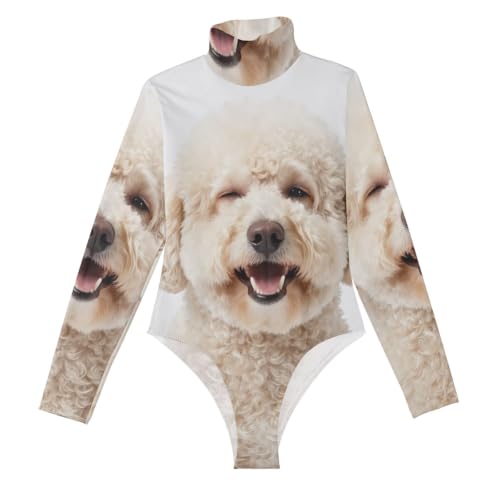 Camisetas de manga larga para mujer con cuello alto y textura peluda GuoChe