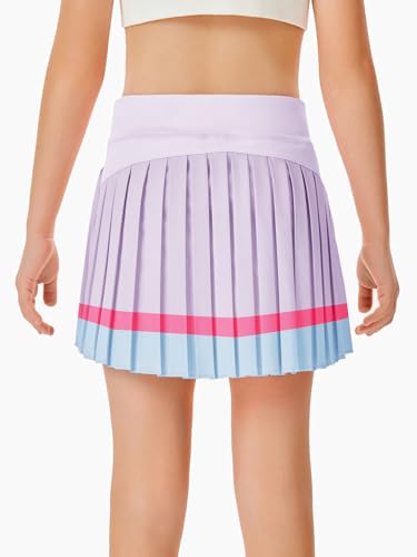 Image of Haloumoning Girls Pleated Skirts with Shorts Athletic Tennis Skorts Sport Performance Skirt with Pockets 4-14 Years