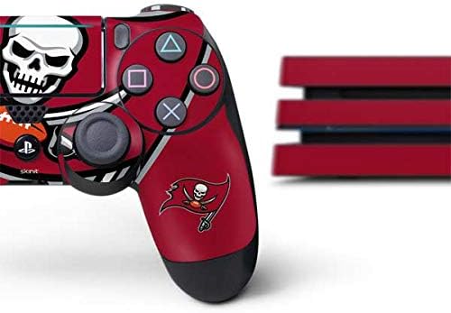 Skinit Decal Gaming Skin Compatible with PS4 Pro Console and Controller Bundle - Officially Licensed NFL Tampa Bay Buccaneers Large Logo Design