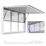 VEVOR Concession Window Aluminum Alloy Frame Service Windows for Food Truck, Up to 85 Degrees Stand Serving Window with Awning Door and Drag Hook (3 up&down sliding windows, 60x36in)