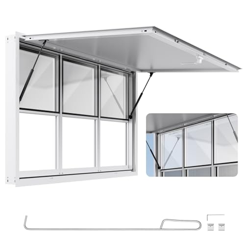 VEVOR Concession Window, Aluminum Alloy Frame Service Window for Food Truck, Up to 85 Degrees Stand Serving Window with Awning Door and Drag Hook (6 up&down sliding windows, 60x36in)