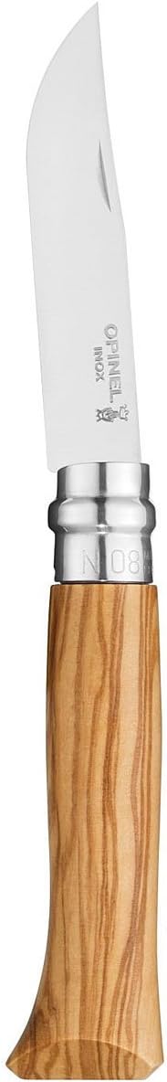Opinel No8 Stainless Steel Folding Pocket Knife - Premium Wood Handles