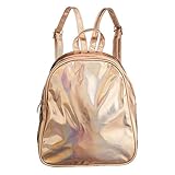 Cepewa Glam Rucksack Metallic mit Henkel Shopper Taschen Handtasche Damenrucksack Vintage Retro (1 x Rucksack rosegold)