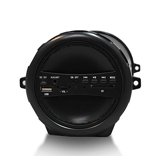 AXESS SPBT1031 Portable Bluetooth Indoor/Outdoor 2.1 Hi-Fi Cylinder Loud Speaker with Built-In 3" Sub and SD Card, USB, AUX Inputs in Black
