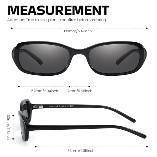 SODQW Rectangle Oval Sunglasses for Women Polarized 90s Vintage Small Sun Glasses Trendy Narrow Ladies Shades UV4003