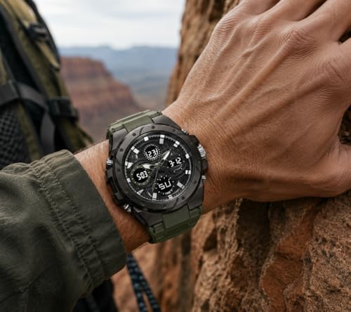 Image of V2A Stryke-VOLTRIX 5130 Analog-Digital Sports Watch for Men | Layered Dial Design | Bold Urban Performance Watch with 50M Water Resistance, Alarm, Stopwatch, Day-Date & Backlight