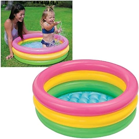 Cathy's Toy Shop Round 3 Rings Colourful Children Kids Inflatable Swimming Paddling Pool Choice of Small Medium Large (Small 61 x 22 CM) Cover