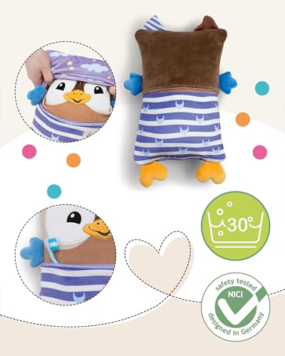 Kuscheltier Eule mit Wendefunktion 30x20cm - braun - Weiches NICI Plüschtier – Für kleine Kuscheltierliebhaber zum Kuscheln & Spielen. Ideal für Zuhause, den Kindergarten oder unterwegs | 62295