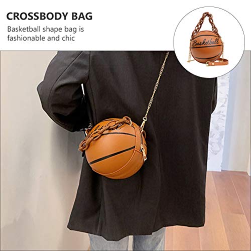 Bolsa de mão Valicclud moderna em forma de basquete, bolsa de mão transversal moderna, Marrom, 17x17
