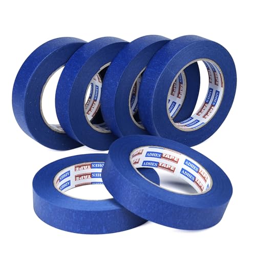 Image of ADHES Blue Painters Tape Masking Tape for Painting,Paint Tape No Residue Outdoor Anti UV Multi Surface Use, 18mm x 50m, (0.7Inch x 55yard), 6Rolls
