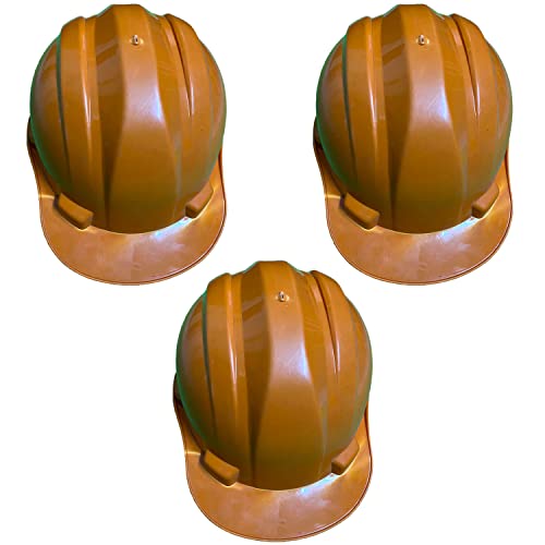 Image of LADWA Orange Heavy Duty Superior Safety Helmet, ISI Marked Protective Head Helmet for Construction, Industrial and Outdoor Workplace Safety Use (Pack of 3)