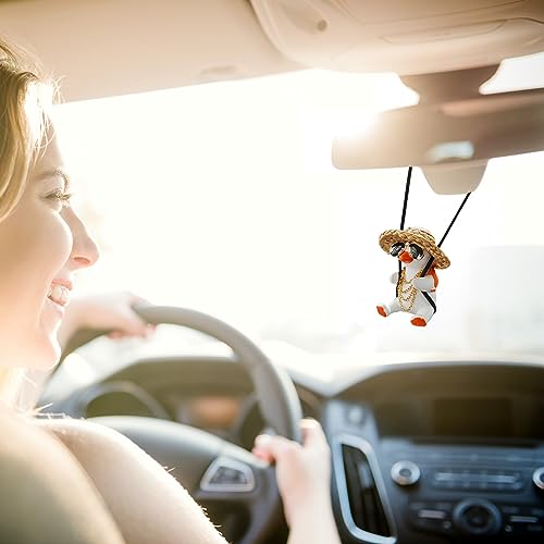 Car Mirror Hanging Accessories, Plaster Funny Swinging Duck For Cute Rear View Mirror Accessories Cool Car Ornament For Teens & Men Women (Gold) #TOP1