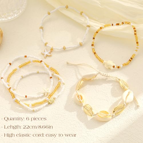 Image of iF YOU Gold Ankle Bracelets for Women, 14k Gold Plated Waterproof Cuban Link Chain Anklets Set, Layered Anklet Bracelets for Women Beach Gift Adjustable Size 5pcs