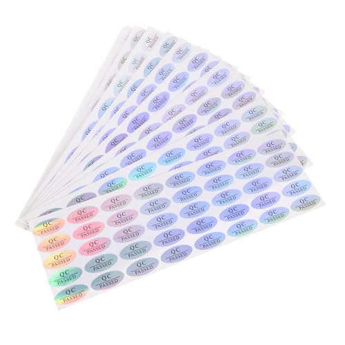 DOITOOL Etichette Adesive Qc Passed Ovali Impermeabili 25x12 Mm, 500 Pezzi in Pvc Per Controllo Qualità e Monitoraggio Magazzino
