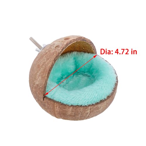 VTurboWay 2 Pack Natural Coconut Shell Parrot Nest Finch House Canary Bed Hanging Toy Breeding Nesting Anti-Pecking Bite with Warm Pad for Cages Sleeping Bird Bed by VTurboWay - Image 6