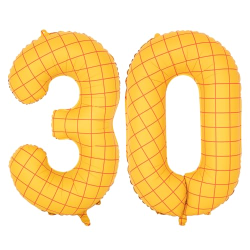 Image of 40 inch Large Number Balloon 30 Toy Inspired Story Yellow Birthday Balloon | Western Rodeo Party Supplies Boy Girl Story Anniversary Kids Birthday Party Cowboy Farm Themed Baby Welcome Decorations