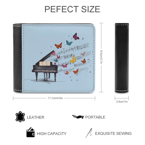 Music Notes Piano Bi-fold Wallet for Men Women Print PU Leather Slim Cash Card Holder2