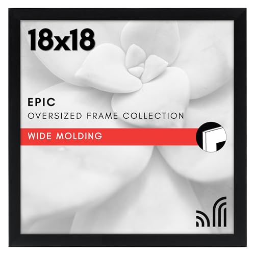 Americanflat 18x18 Picture Frame with Polished Plexiglass - Epic Collection - Square Picture Frame with Engineered Wood - Wide Photo Frames for Wall display - Black