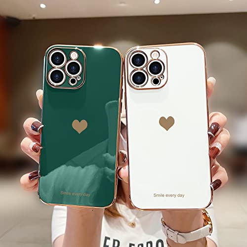 Teageo for iPhone 13 Pro Max Case Cute Heart Pattern for Women Girls Slim Luxury Bling Plating Soft TPU Anti-Scratch Shockproof Bumper Phone Case for iPhone 13 Pro Max - Image 2