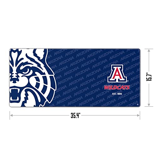 Image of YouTheFan NCAA Arizona Wildcats Logo Series Desk Pad | Water And Stain Resistant, Heavy-Duty Non-Slip Rubber Backing, Stitched Edge, Fits Under Mouse, Computer And Keyboard