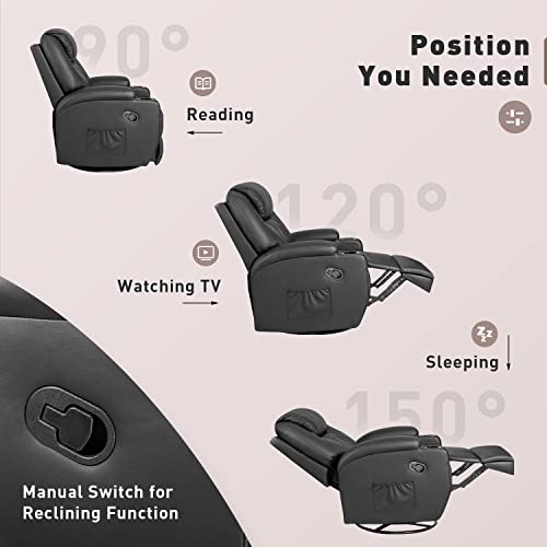 image for YESHOMY Swivel Rocker Recliner with Massage and Heating Functions, Sof