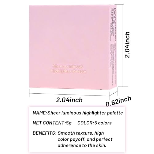 Image of Highlighter Makeup Palette for Blush,Contour,Shadow,Face or Eye Makeup, Shimmer Glow, Creamy Mousse Pressed Powder, Intensely Pigmented (B03-04# Glass Pink)