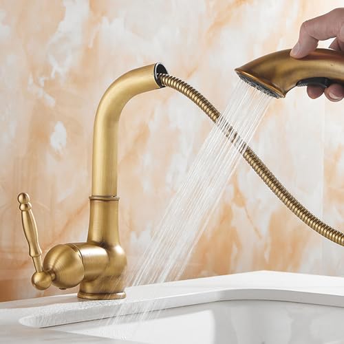 Robinet d'évier de salle de bains extractible pour nettoyer facilement votre vasque rétro