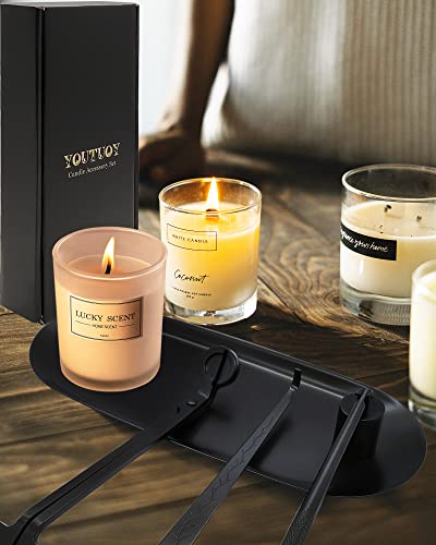 Youtuoy 4 In1 Candle Accessory Set With Storage Tray Plate, Candle Wick Trimmer, Candle Wick Snuffer, Candle Wick Dipper, Great For Scented Candles Lovers (Black) #TOP1