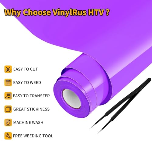 Image of VinylRus HTV Heat Transfer Vinyl Roll, Purple, 12 inch x 25FT