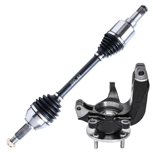 Image of Detroit Axle - Front Left Steering Knuckle Kit for 06-11 Ford Focus, Driver Side CV Axle Shaft Steering Knuckle & Wheel Bearing Hub 2006 2007 2008 2009 2010 2011 Replacement