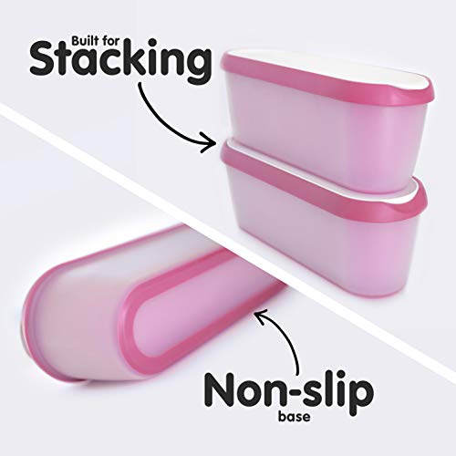 SUMO Homemade Ice Cream Containers: Dishwasher Safe Tub. 1.5 Quart (1-Pack, Pink)
